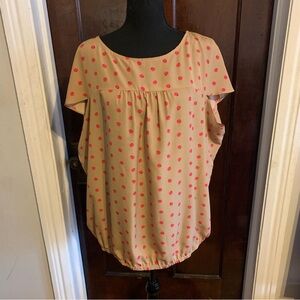 Ann Taylor LOFT Polka Dot Women's Top - Pink and Tan MEDIUM